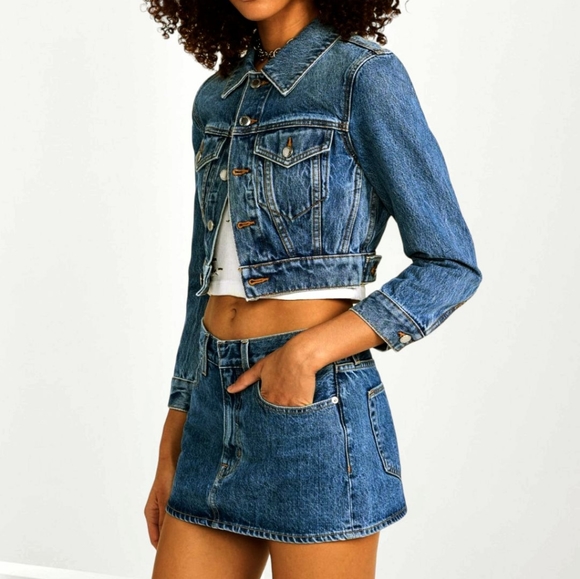 Star Jeans Women's Denim Dark Wash Cropped Jacket - Picture 1 of 16